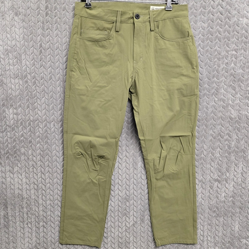 Aviator‎ USA Non Stop Pant Olive Green Mens 32x29 Made in USA Tech Travel Pants